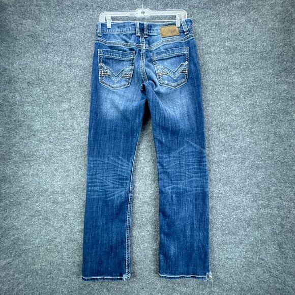 Buckle BKE Jake Jeans Mens 31L X 32 Blue Western‎ Cowboy Rodeo Straight Whiskers - Picture 4 of 16